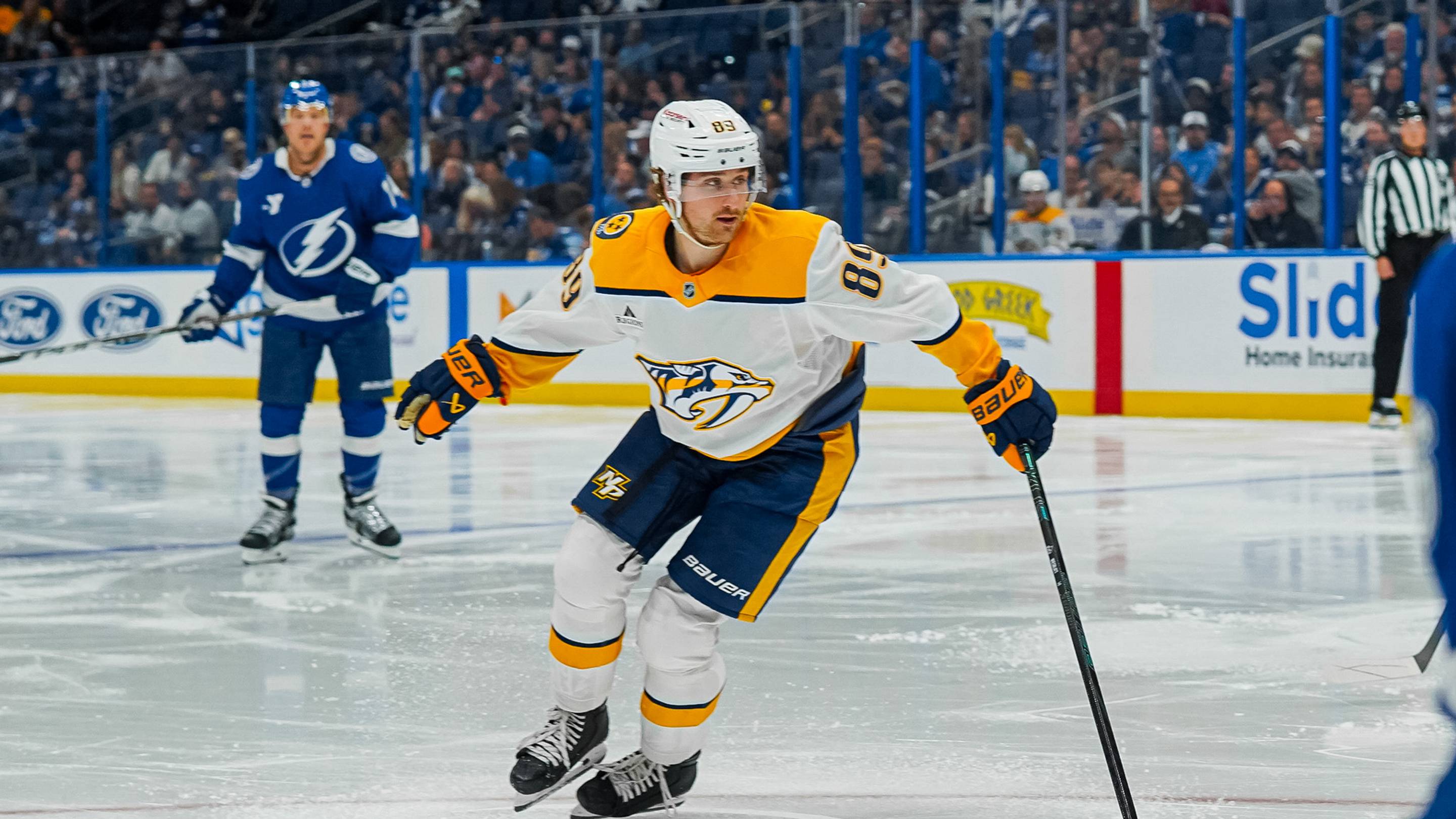 Young Preds Fall 2-1 to Lightning in Preseason Opener, but Brady Martin Turns Heads