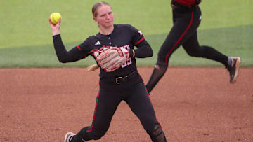 Texas Tech's Bailey Lindemuth prepares to throw against Arizona State during a Big 12 Conference softball game, Saturday, April 27, 2025, at Rocky Johnson Field.