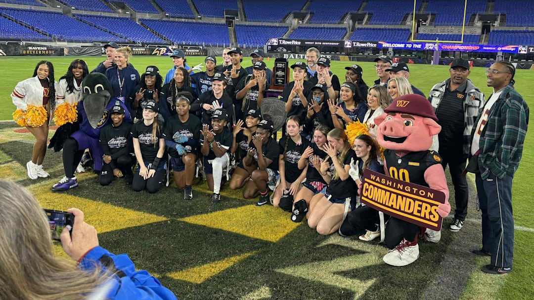 Clarksburg girls flag football wins the Maryland 4A-3A girls flag football state championship.