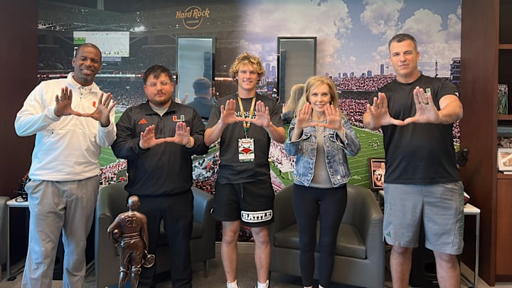 Vance Spafford (middle) flips his college commitment from Georgia to Miami, which he announced on social media on Monday, June 23, 2025. Vance Spafford (middle) flips his college commitment from Georgia to Miami, which he announced on social media on Monday, June 23, 2025.