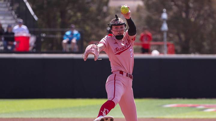 Texas Tech's Samantha Lincoln pitches against Iowa State during a Big 12 Conference softball game, Sunday, March 29, 2026, at Tracy Sellers Field.
