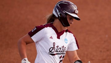 Mississippi State's Sierra Sacco runs the bases during a game in the Lubbock Regional of the 2025 NCAA softball tournament, Saturday, May 17, 2025, at Rocky Johnson Field.