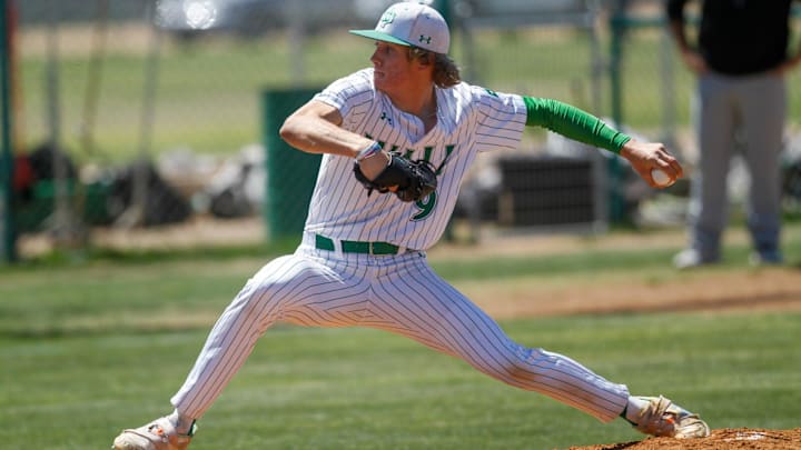 Wall's Kellan Oliver throws a pitch in a matchup against Clyde at the Hawks Nest Stadium.
