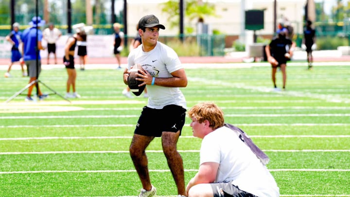 Plant quarterback JC Mirasola throwing at the FHS Association 7v7 state championships. Plant quarterback JC Mirasola throwing at the FHS Association 7v7 state championships.