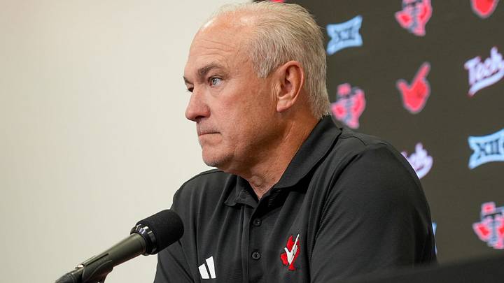 Texas Tech head coach Joey McGuire holds a press conference during the football team's local media day, Tuesday, Aug. 4, 2026, at Galaxy Stadium.