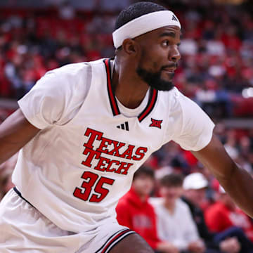 Texas Tech's Devan Cambridge dribbles against Arkansas-Pine Bluff during a non-conference basketball game, Monday, Nov. 18, 2024, at United Supermarkets Arena.