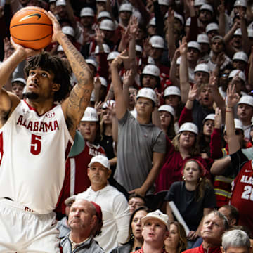 Amari Allen sinks a three in the first half of the game against Purdue on November 13, 2025.