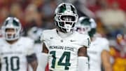 Michigan State CB Malcolm Bell looks on during the Spartans' game against the USC Trojans on Sept. 20, 2025.