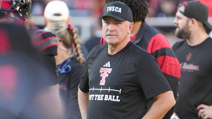 Texas Tech head coach Joey McGuire looks on prior to a Big 12 Conference football game, Friday, Sept. 18, 2026, at Galaxy Stadium.