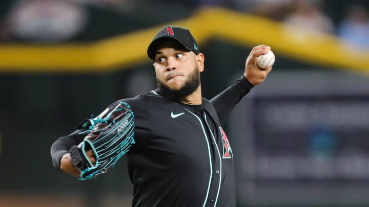 Arizona Diamondbacks pitcher Eduardo Rodriguez (57) delivers a pitch on Aug. 28, 2024 at Chase Field in Phoenix.