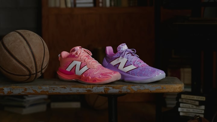 The New Balance Hesi Low v2 and TWO WXY v5 in the 'Flavors' colorways. The New Balance Hesi Low v2 and TWO WXY v5 in the 'Flavors' colorways.