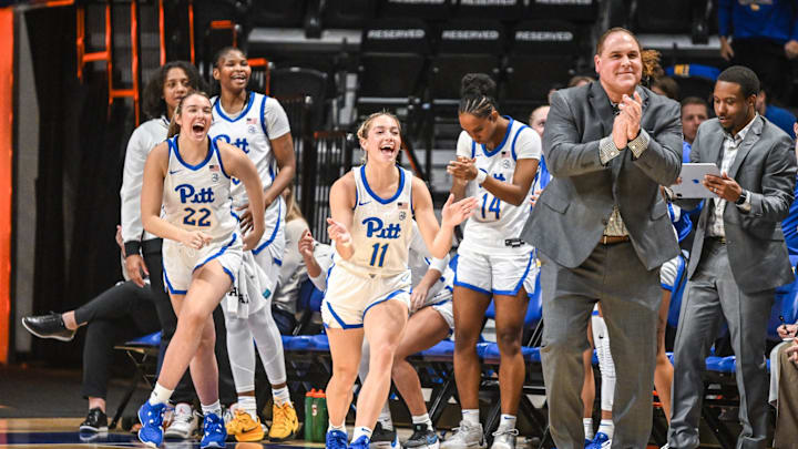 Pitt Women's Basketball Celebrates a Made Basket Pitt Women's Basketball Celebrates a Made Basket