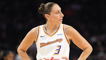 Phoenix Mercury guard Diana Taurasi (3) waits for play to resume on Sept. 5, 2024 at Footprint Center in Phoenix.