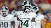 Michigan State CB Malcolm Bell looks on during the Spartans' game against the USC Trojans on Sept. 20, 2025.