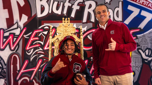 Three-star CB Christopher Hatfield on his official visit to South Carolina on June 7th, 2024. 