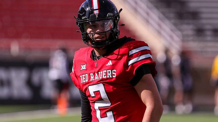 Texas Tech's Brendan Sorsby goes through warmups before the spring football game, Friday, April 17, 2026, at Jones AT&T Stadium.