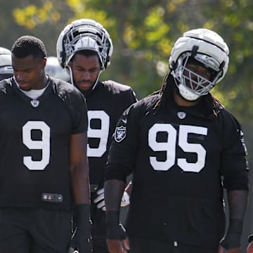 Las Vegas Raiders DE Janarius Robinson, DE Tyree Wilson, and DT John Jenkins