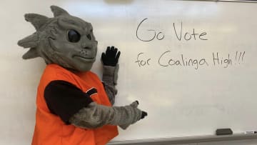 Oscar the Horned Toad did a phenomenal job getting the vote out in Coalinga, California, during March Mascot Madness.