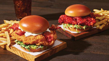 Hand Breaded Chicken Sandwiches - Bacon Ranch and Sweet and Spicy - credit: Applebee's