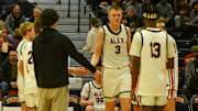 Alexandria boys basketball junior Chase Thompson is introduced Feb. 13, 2024 against St. Cloud Tech in a 77-54 road win.