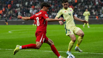 Arda Guler under the close attention of Ben Davies