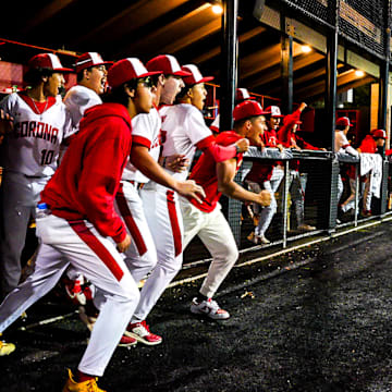 Corona baseball team celebrates at the Boras Classic.