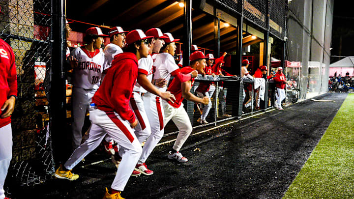 Corona baseball team celebrates at the Boras Classic.