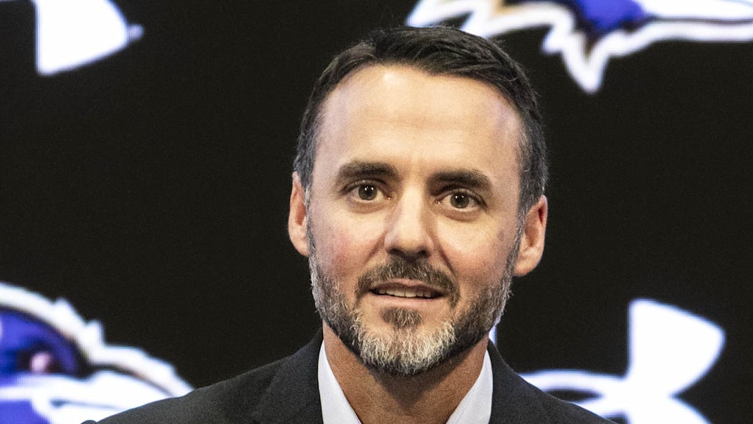 Jesse Minter speaks during his introductory press conference at Under Armour Performance Center.