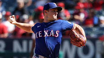 Sep 29, 2024; Anaheim, California, USA;  Texas Rangers relief pitcher David Robertson (37) pitches during the ninth inning against the Los Angeles Angels at Angel Stadium. Mandatory Credit: Kiyoshi Mio-Imagn Images