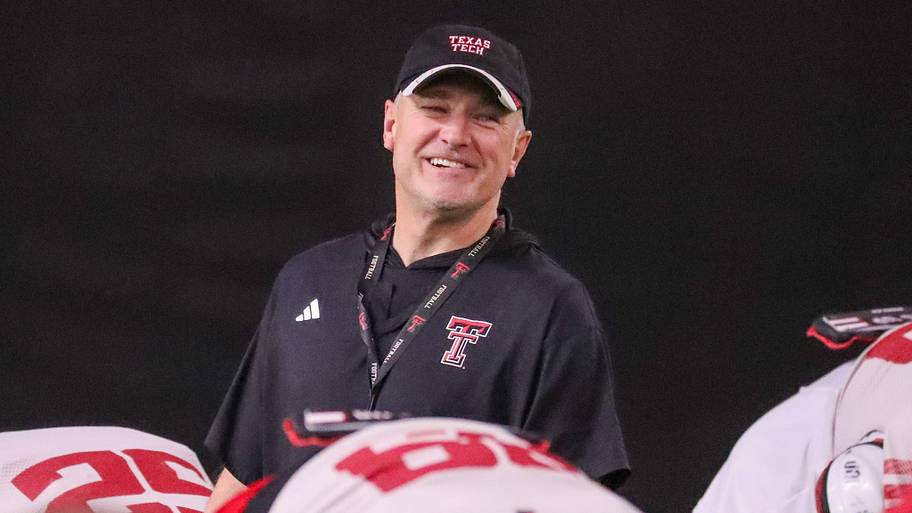 Texas Tech coach Joey McGuire looks on during spring football practice.