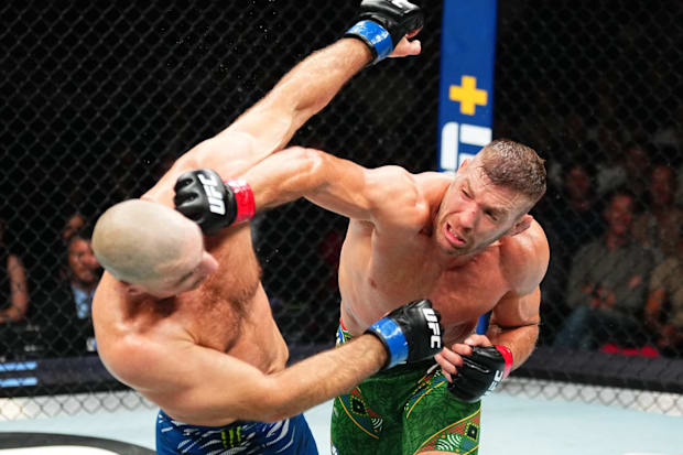 Dricus Du Plessis during his reamtch with Sean Strickland at UFC 312.