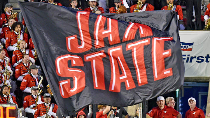 Jacksonville State's celebrates after scoring during college football action at Burgess-Snow Field AmFirst Stadium in Jacksonville, Alabama August 29, 2024. (Dave Hyatt / Special to the Gadsden Times)