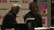 Don Fischer (left) and Calbert Cheaney (right) talk on Monday's episode of the Inside Indiana Basketball radio show.