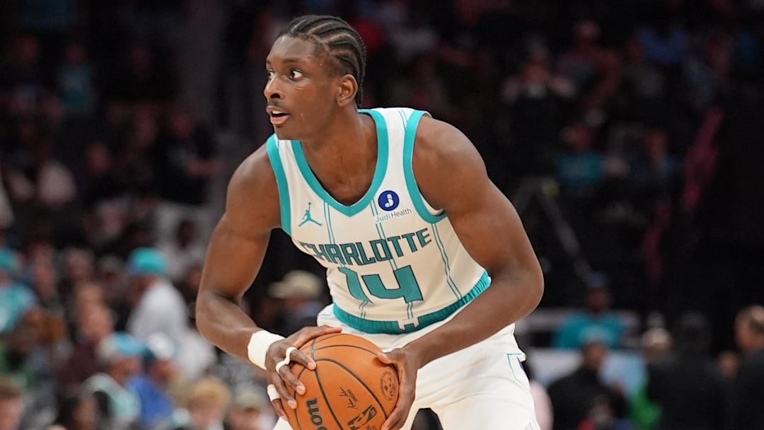 Apr 14, 2026; Charlotte, North Carolina, USA; Charlotte Hornets forward Moussa Diabate.