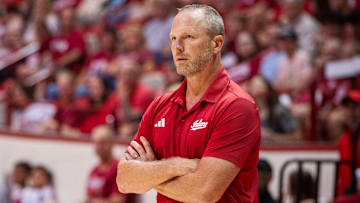 Indiana basketball coach Darian DeVries during the Cream and Crimson scrimmage Oct. 3, 2025, at Simon Skjodt Assembly Hall.