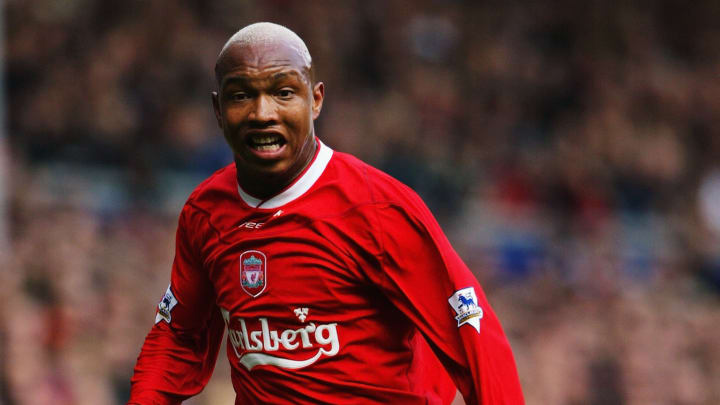 El Hadji Diouf of Liverpool chases the loose ball
