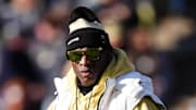 Nov 29, 2024; Boulder, Colorado, USA; Colorado Buffaloes head coach Deion Sanders before the game against the Oklahoma State Cowboys at Folsom Field. Mandatory Credit: Ron Chenoy-Imagn Images