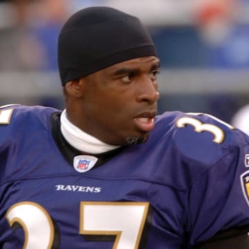 The Nike Air Diamond Turf celebrates Deion Sanders' time with the Baltimore Ravens.