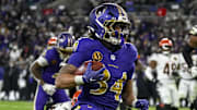 Baltimore Ravens running back Keaton Mitchell