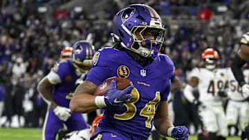 Baltimore Ravens running back Keaton Mitchell