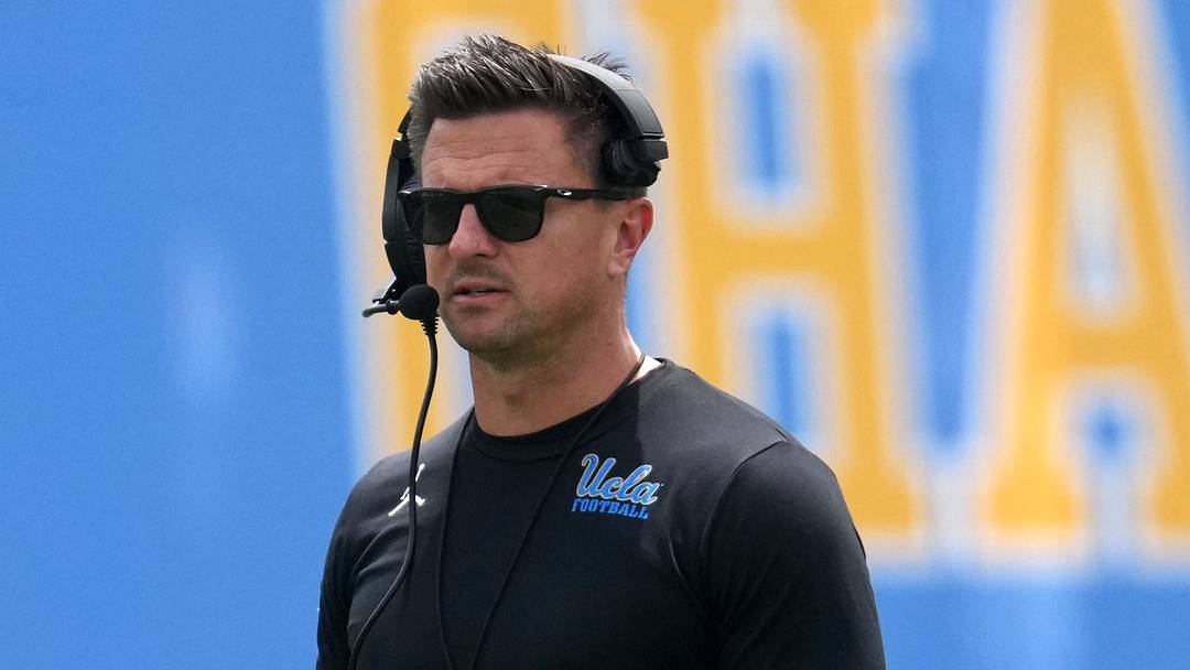 May 2, 2026; Pasadena, CA, USA; UCLA Bruins coach Bob Chesney reacts during the spring game at Rose Bowl. Mandatory Credit: Kirby Lee-Imagn Images May 2, 2026; Pasadena, CA, USA; UCLA Bruins coach Bob Chesney reacts during the spring game at Rose Bowl. Mandatory Credit: Kirby Lee-Imagn Images