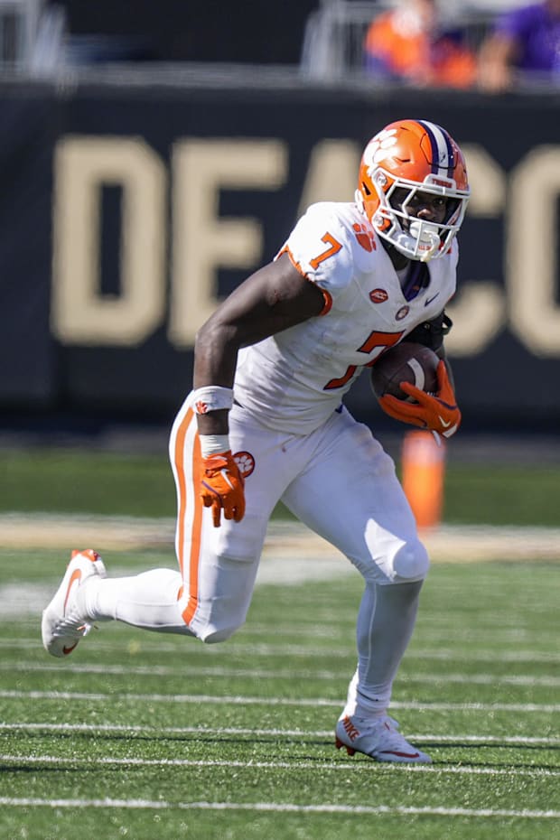 Clemson Tigers running back Phil Mafah during the second half against the Wake Forest Demon Deacons