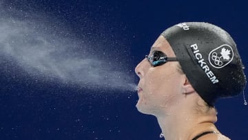 Sydney Pickrem (Canada) in the women’s 200-meter breaststroke preliminary heats during the Paris 2024 Olympic Summer Games at Paris La Défense Arena.