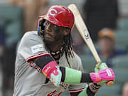 Cincinnati Reds star Elly De La Cruz swings the bat during a game against the Atlanta Braves on September 9. 