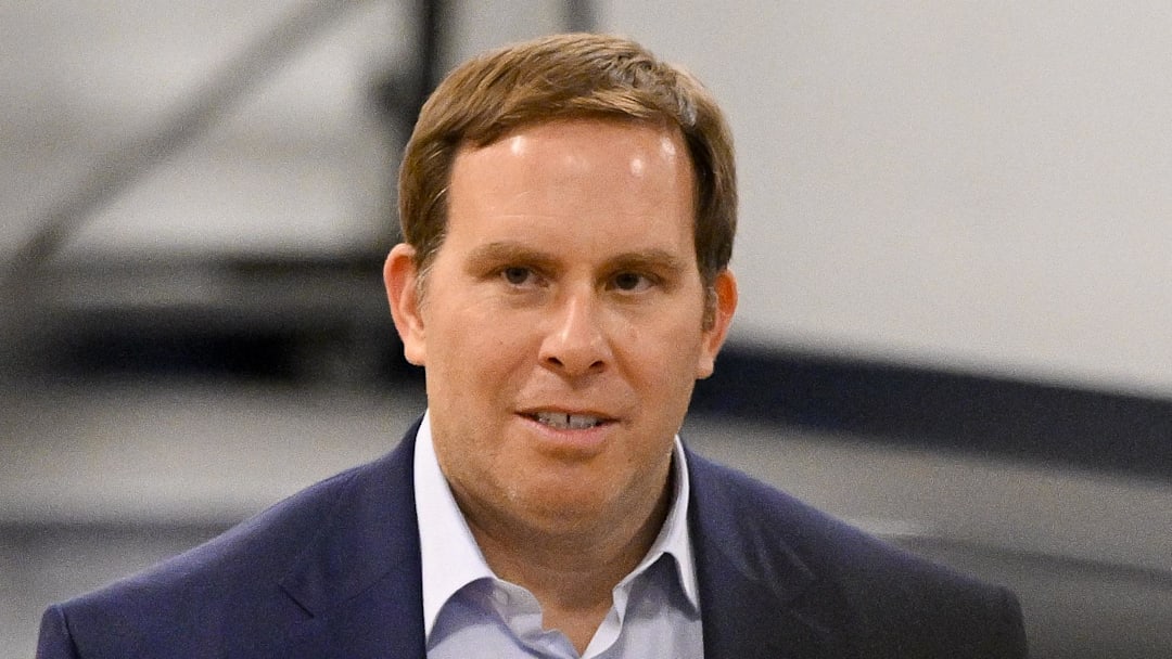 Jun 27, 2025; Dallas, TX, USA; Dallas Mavericks governor Patrick Dumont arrives at a press conference at the Dallas Mavericks Practice Facility. Mandatory Credit: Jerome Miron-Imagn Images