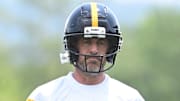 Steelers quarterback Aaron Rodgers takes part in a drill during minicamp in June.