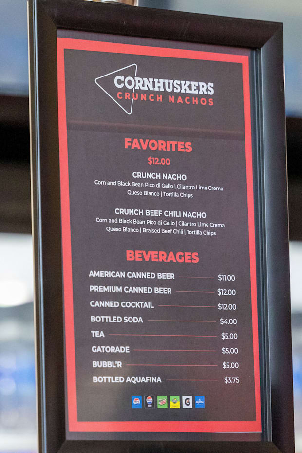 Concessions prices at the Bob Devaney Sports Center.