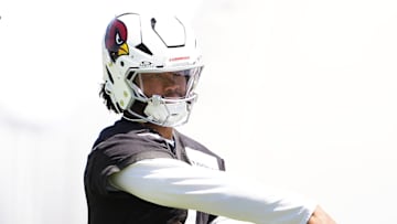 Arizona Cardinals quarterback Kyler Murray (1) during organized team practice at the Arizona Cardinals training center in Tempe on May 28, 2025.