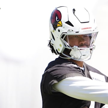 Arizona Cardinals quarterback Kyler Murray (1) during organized team practice at the Arizona Cardinals training center in Tempe on May 28, 2025.