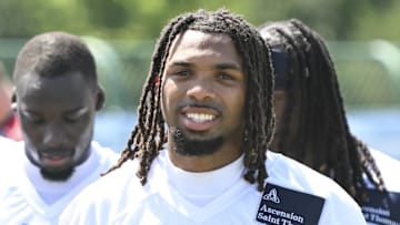 Jul 23, 2025; Nashville, TN, USA;  Tennessee Titans cornerback Jalen Kimber (35) walks off the field during training camp at Ascension Saint Thomas Sports Park. Mandatory Credit: Steve Roberts-Imagn Images